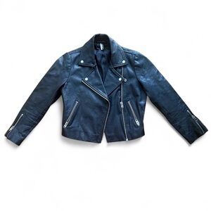 Topshop Real Leather Biker Moto Jacket Small